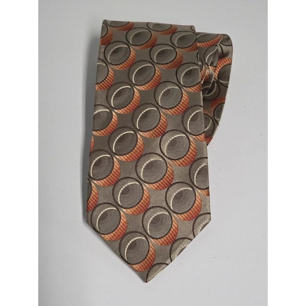 Luciano Versi Mens Classic Silk Tie Geometric Multicolor Designer Neckwear Work